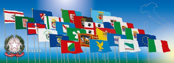 πλήρη περιφερειακά σημαίες Ιταλία - Διάνυσμα, εικόνα