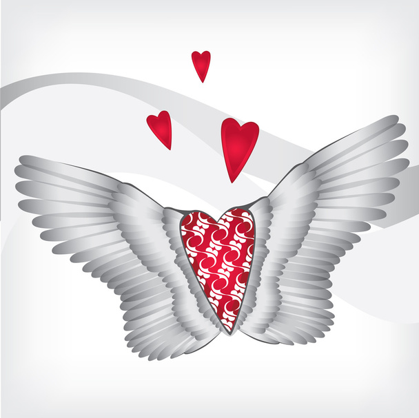 Red heart with wings - Vettoriali, immagini