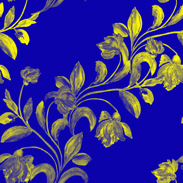 Watercolor seamless pattern with flowers. Vintage botanical art. Watercolor floral design. Wedding flower set.  - Foto, Imagem