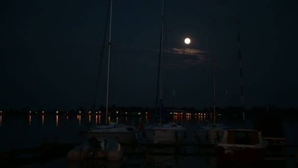 Boats in the Moonlight - Footage, Video