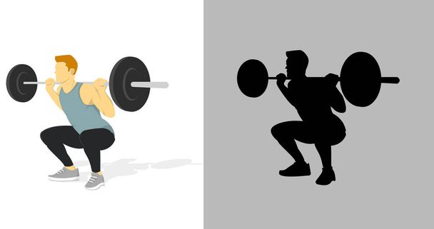 een man tilt de lading op in een fitnesscentrum, icoon, clip art, silhouet, enz. door vectorontwerp - Vector, afbeelding
