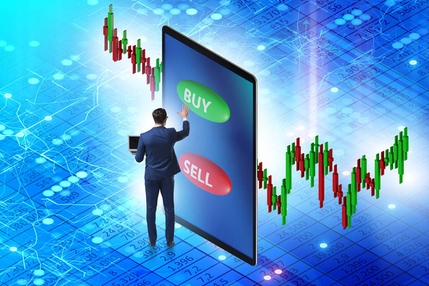 Online trading concept with businessman - Photo, Image
