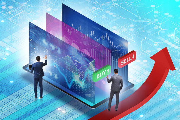 Online trading concept met zakenman - Foto, afbeelding
