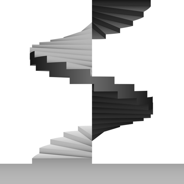 schwarz und weiß kreisförmige Treppe Design Hintergrund - Vektor, Bild