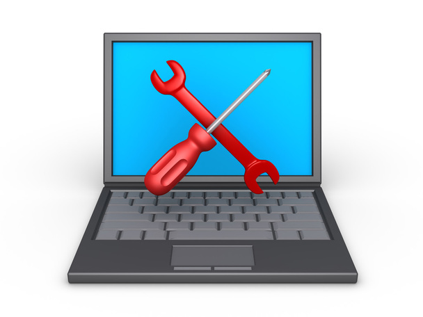 Инструменты для ремонта и ноутбук
 - Фото, изображение