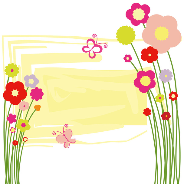 Springtime floral butterfly postcard - Διάνυσμα, εικόνα