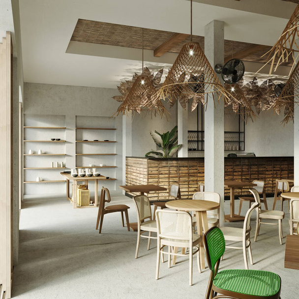 3d render of restaurant cafe interior - Photo, Image