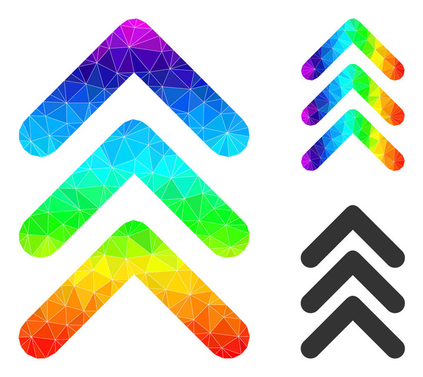 Vector Polygonal Triple Arrowhead Up Icon with Spectral Colored Gradient - Вектор, зображення