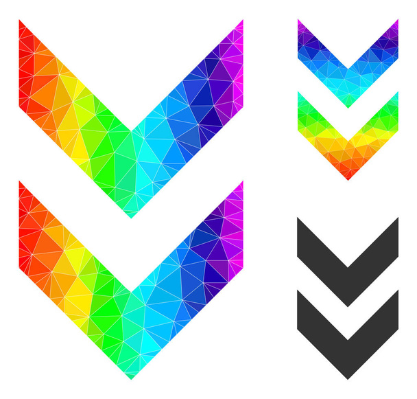 Vector Polygonal Shift Down Icon with Rainbow Gradient - Vector, imagen