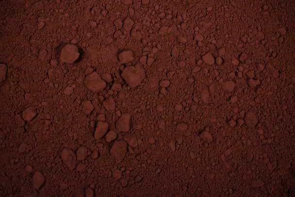 Vue de dessus sur poudre de cacao fond rapproché - Photo, image