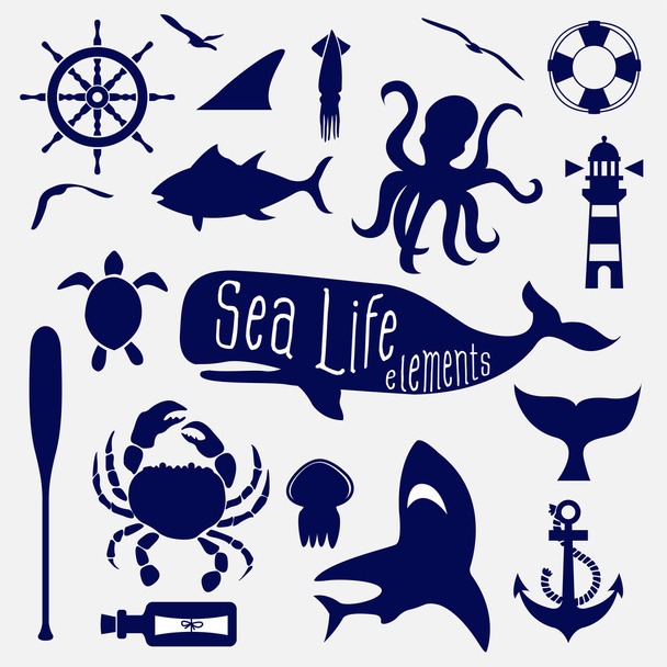 elemento de vida marina, conjunto de iconos
 - Vector, imagen