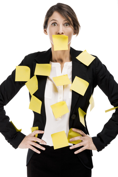 Businesswoman with paper notes - Foto, imagen