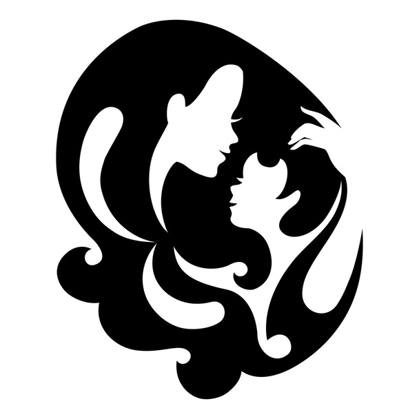 Mother and baby silhouette symbol - Vector, Image
