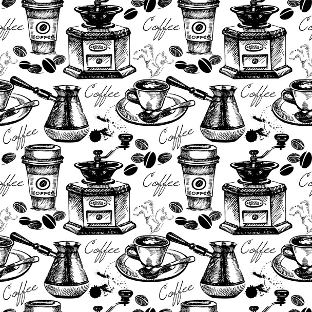 Vintage coffee seamless pattern - Vector, imagen