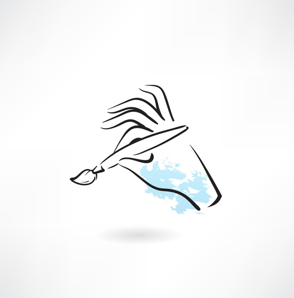 Hand with brush - Vector, Image