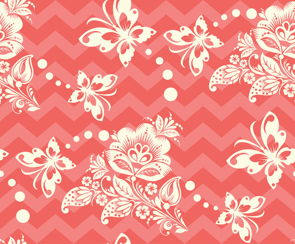 Vector Seamless chevron floral Background - Вектор,изображение