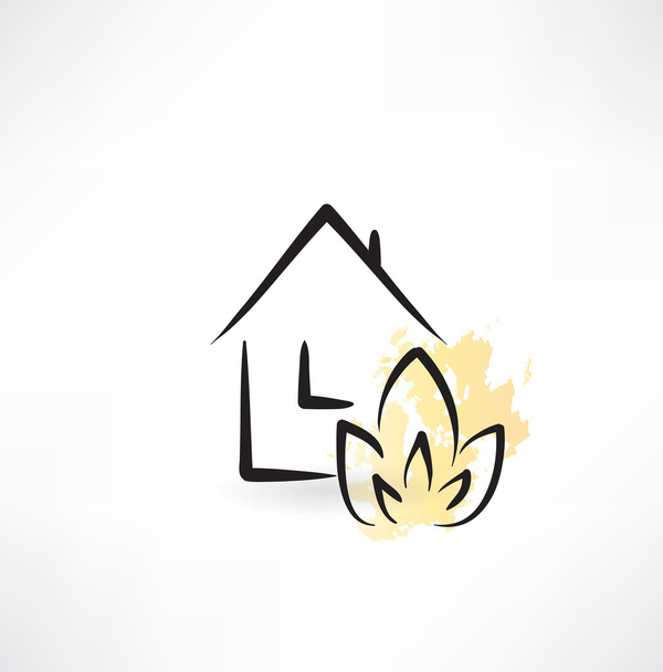 House fire grunge icon - Διάνυσμα, εικόνα