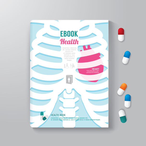 kapak kitap tasarımı en az stil şablonu sağlık kavramı - Vektör, Görsel
