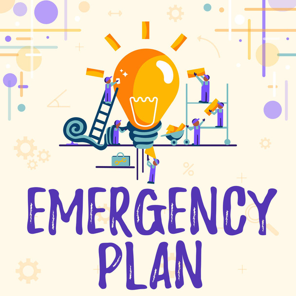 Writing displaying text Emergency Plan. Word Written on procedures for handling sudden or unexpected situations Abstract Working Together For Better Results, Group Effort Concept - Photo, Image