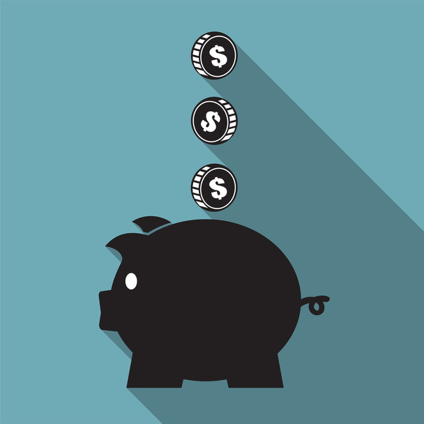 Piggy bank ikon, mentése money有刺鉄線の背景 - Vektor, kép