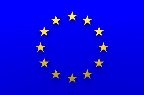 Bandera de la UE con estrellas doradas
 - Foto, Imagen