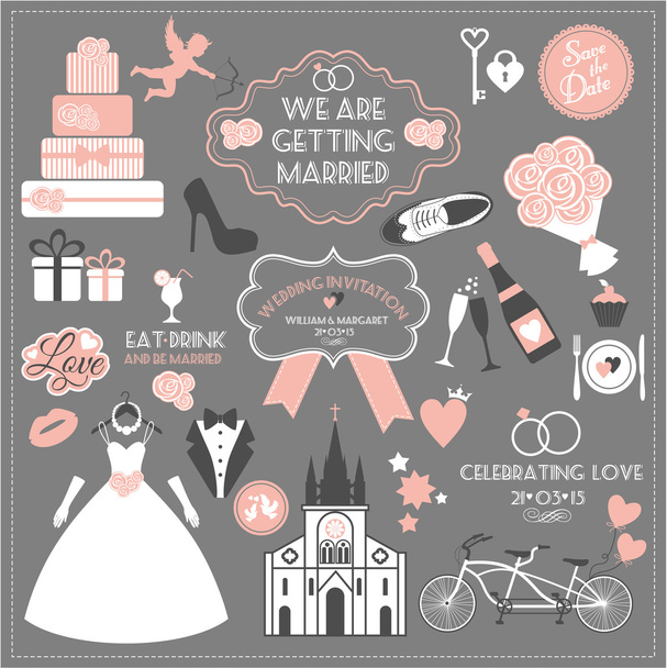 Wedding icons set - Vettoriali, immagini
