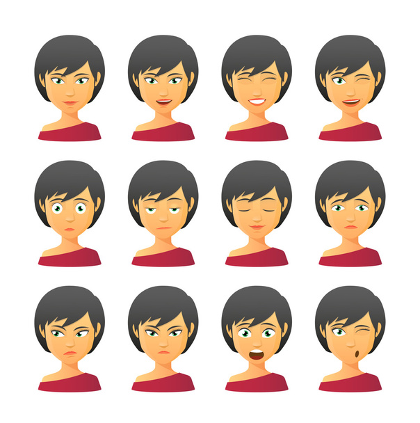 Conjunto de expresión de avatar femenino
 - Vector, imagen