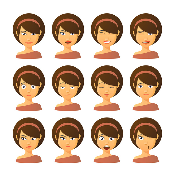 Set di espressioni avatar femminili
 - Vettoriali, immagini