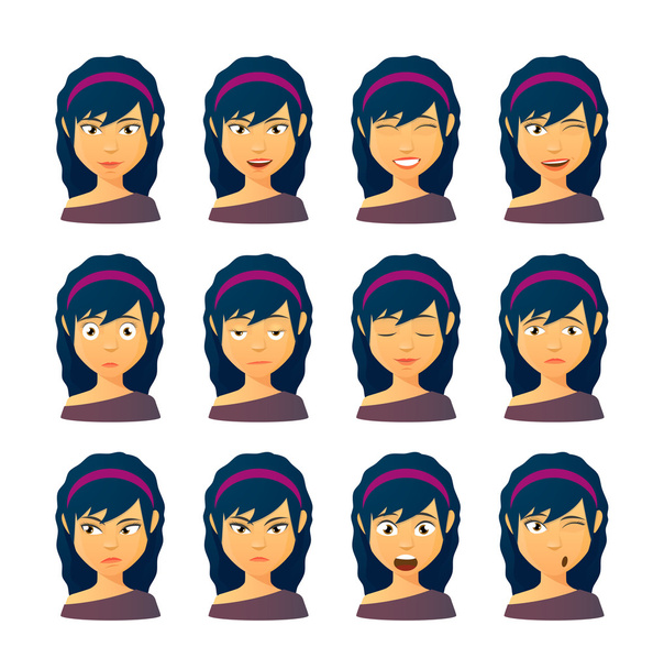 Conjunto de expresión de avatar femenino
 - Vector, Imagen
