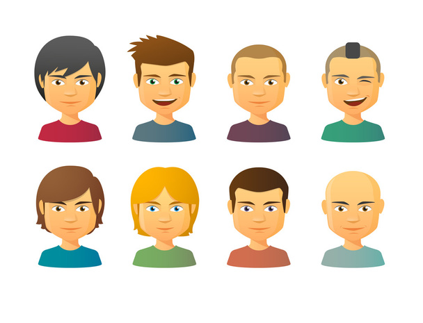 Avatares masculinos con varios estilos de cabello
 - Vector, imagen