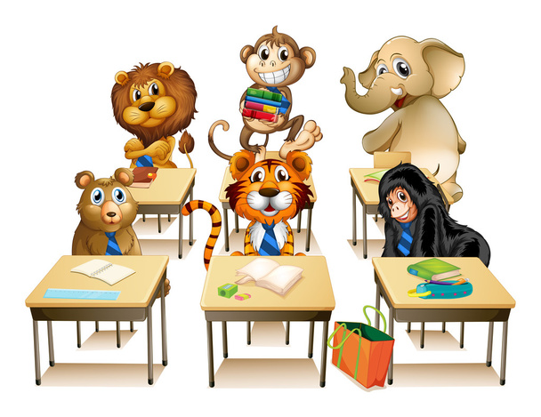 animales en el aula
 - Vector, Imagen