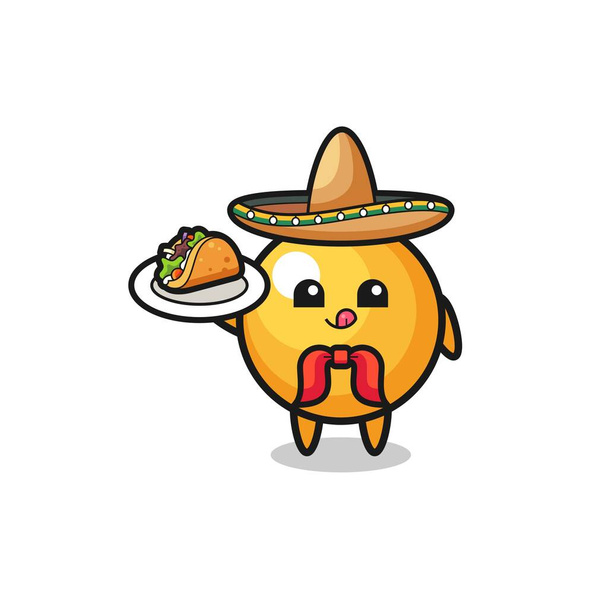 ping pong mexický kuchař maskot drží taco, roztomilý design - Vektor, obrázek