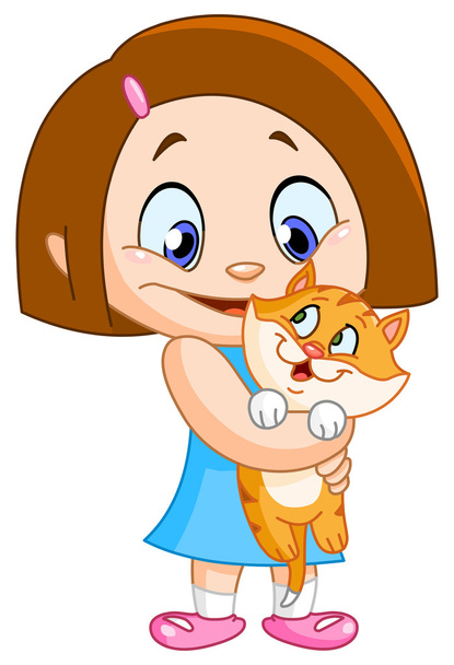 Chica con gatito
 - Vector, Imagen