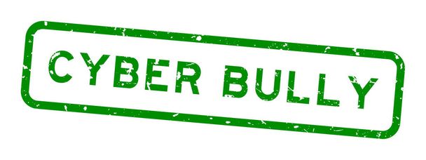 Grunge verde cyber bully palabra sello de goma cuadrada sello sobre fondo blanco - Vector, Imagen