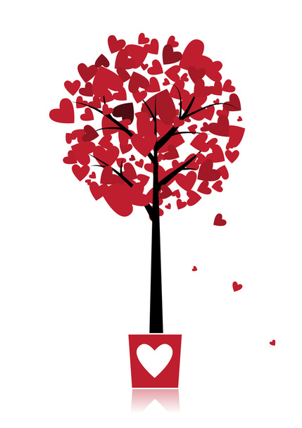 Tree of love in pot for your design - Vector, Image