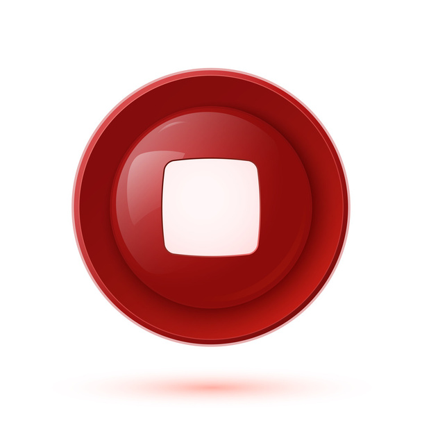 Red glossy stop button icon - Vector, afbeelding