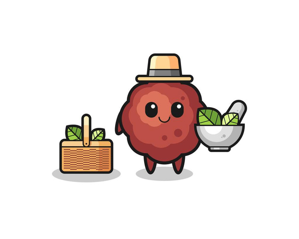 meatball herbalist cute cartoon , cute design - Vector, Image
