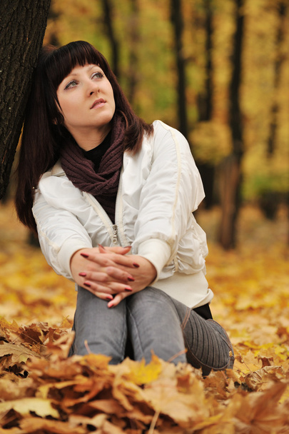 The girl in an autumn forest - Fotó, kép