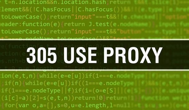 305 Utilice la ilustración del concepto de proxy usando código para desarrollar programas y aplicaciones. 305 Utilice el código del sitio web Proxy con etiquetas de colores en la vista del navegador sobre fondo oscuro. 305 Utilice Proxy en el cálculo binario - Foto, imagen