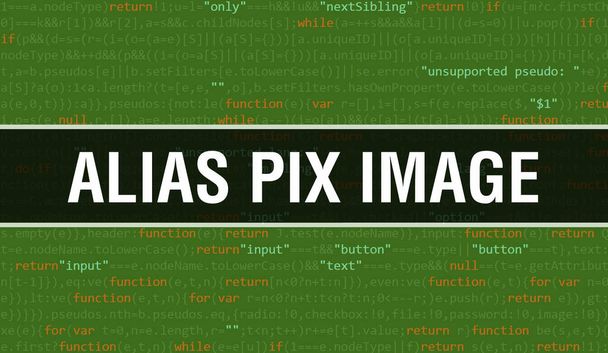 Alias Pix image with Abstract Technology Binary code Achtergrond.Digitale binaire data en Secure Data Concept. Software - Foto, afbeelding