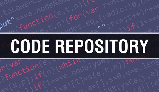 Code repository concept met Random Parts of Program Code. Code repository met Programmeercode abstracte technologie achtergrond van software ontwikkelaar en Computer script. Code repository Backgroun - Foto, afbeelding