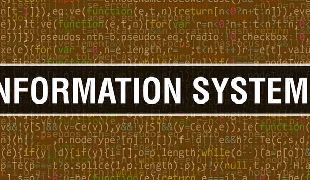 Information systems with Binary code digital technology background. Abstract background with program code and Information systems. Programming and coding technology background. Information system - Photo, Image