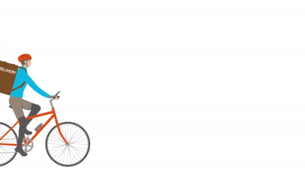 Иллюстрационное видео молодого человека на доставке велосипеда - Кадры, видео