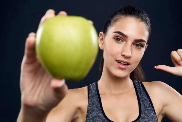 πράσινο μήλο υγεία λεπτή μορφή lifestyle close-up - Φωτογραφία, εικόνα