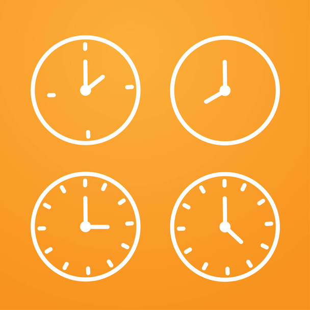 Mobile Vector Time and Clock icons set.Clocks icon collection design. Horizontale Reihe von Symbolen für analoge Uhren. - Vektor, Bild