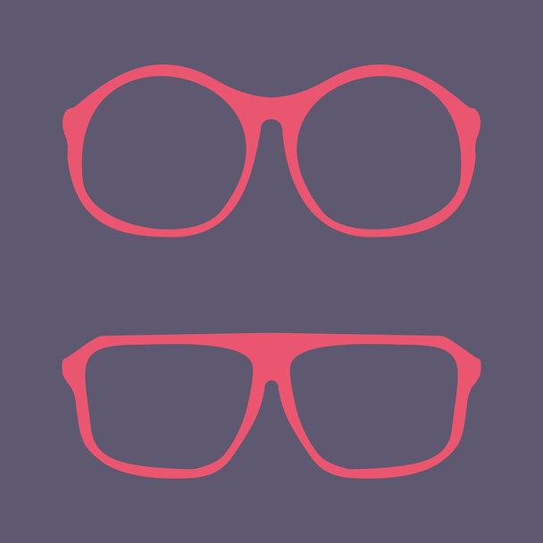 Óculos de nerd rosa com suporte grosso - ilustração vetorial retro hipster
 - Vetor, Imagem