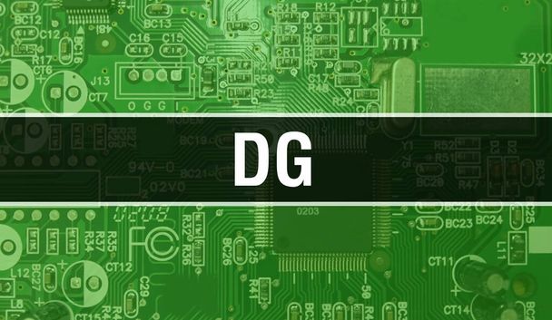 DG avec une formation en technologie du matériel informatique électronique. Résumé avec circuit intégré électronique et DG. Circuit électronique. DG avec sanglier à circuit intégré par ordinateur - Photo, image