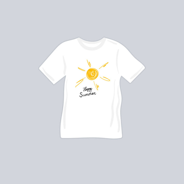 The sun is hand-drawn. Vector gorgeous typographic design with sunny, summer day illustration, ready to print on your T-shirt.  - Vecteur, image