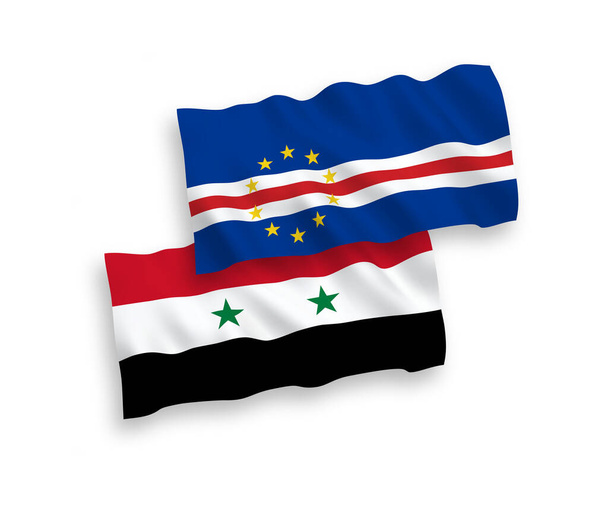 Zászló Republic of Cabo Verde és Szíria fehér alapon - Vektor, kép