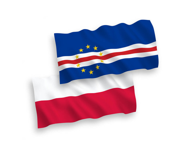 Zászló Republic of Cabo Verde és Lengyelország fehér alapon - Vektor, kép
